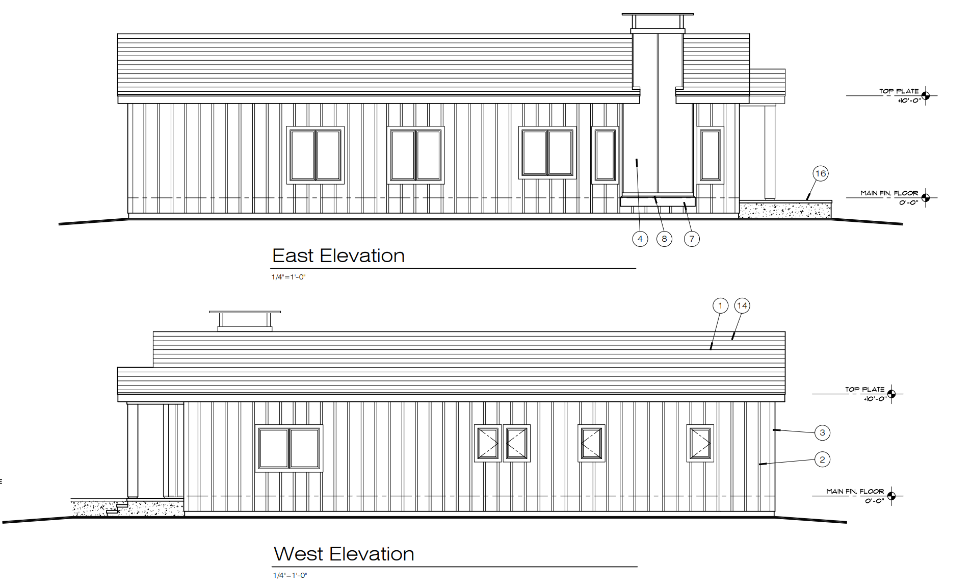 East West Elevation on lot one