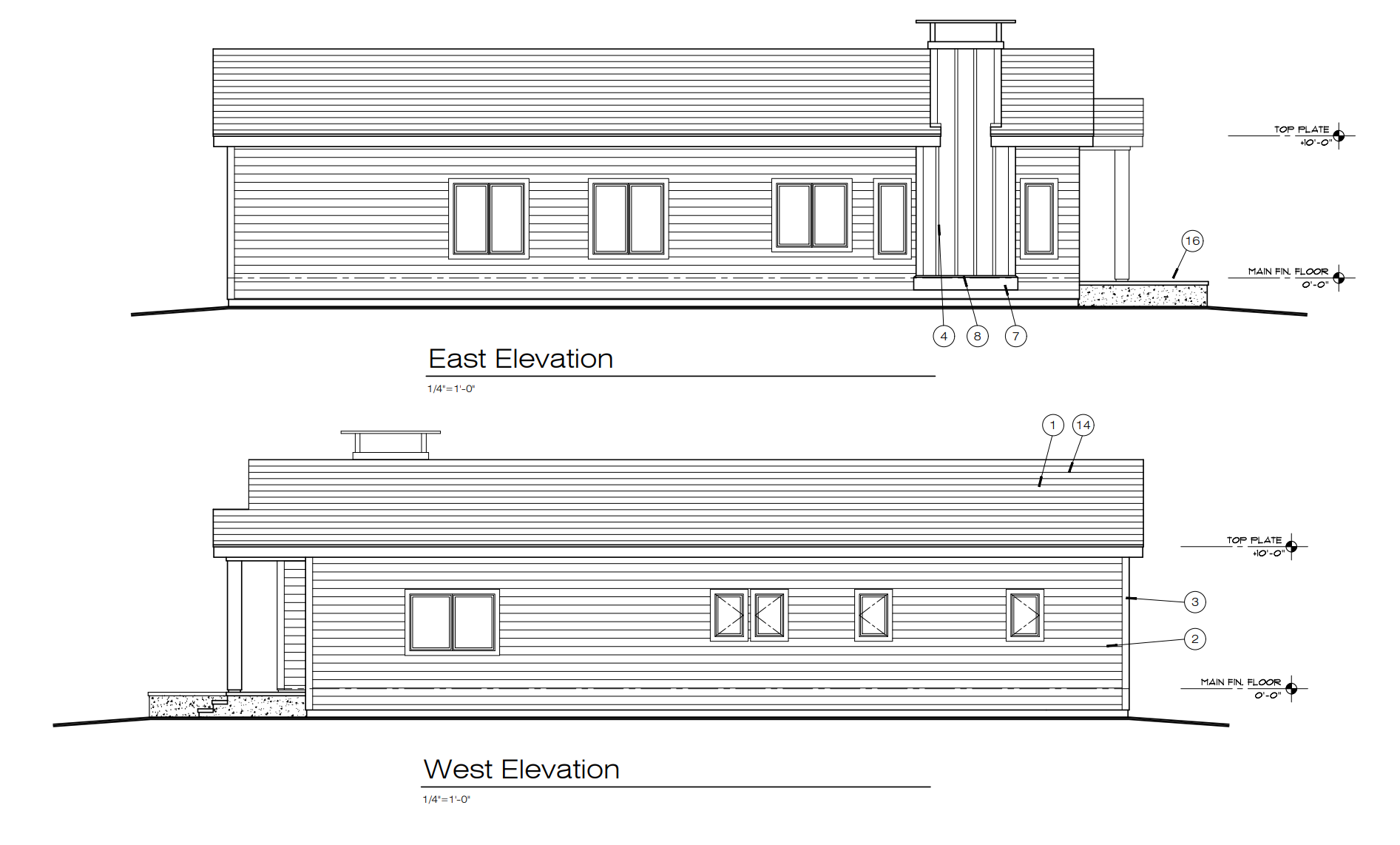 East West Elevation on lot five