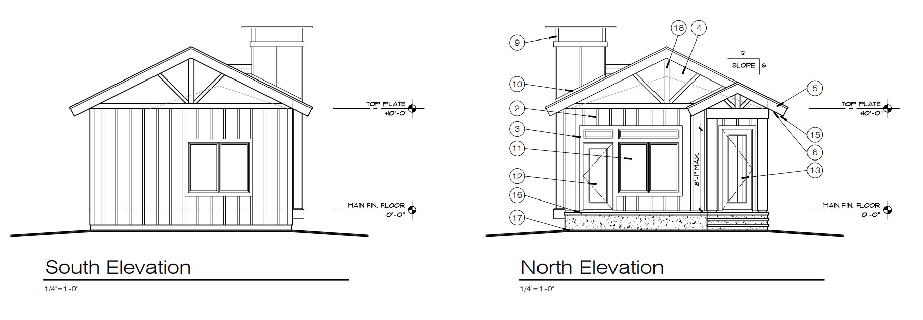North South Elevation on lot one